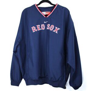 Nike MLB Boston Red Sox Jacket Warm-up Pullover SZ XL Center Nike Swoosh VINTAGE
